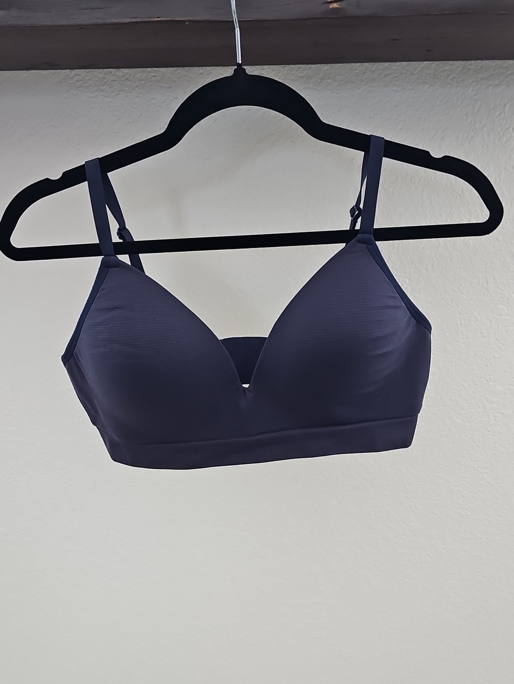 ThirdLove Form Seamless V Neck Wireless Bra Indigo Stripe Blue Purple L
